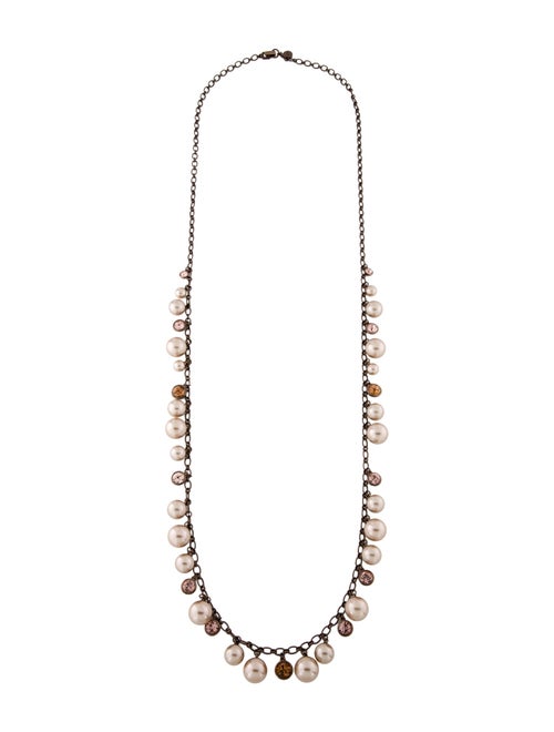 Givenchy Crystal & Faux Pearl Long Necklace