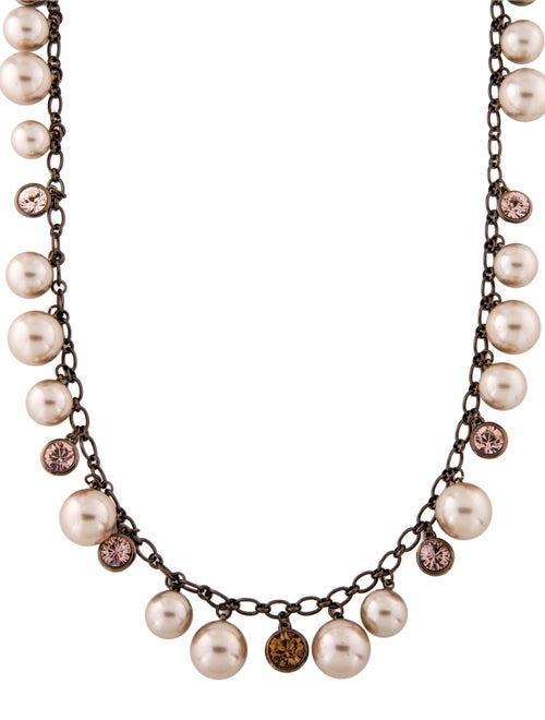 Givenchy Crystal & Faux Pearl Long Necklace