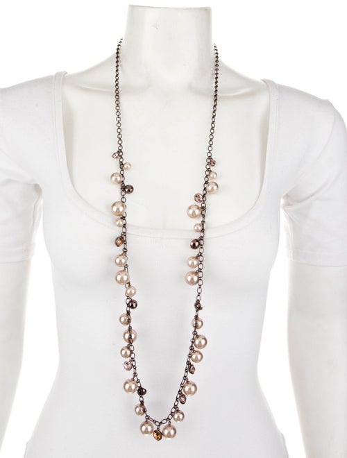 Givenchy Crystal & Faux Pearl Long Necklace
