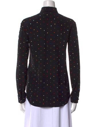 Givenchy Silk Polka Dot Print Button-Up Top