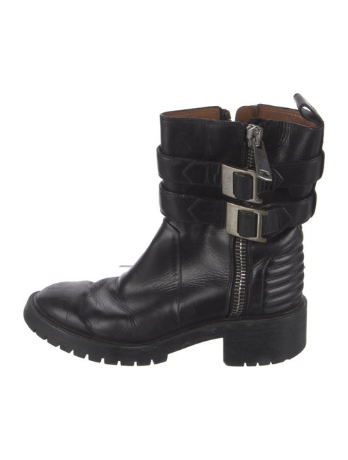 Givenchy Leather Whipstitch Trim Moto Boots