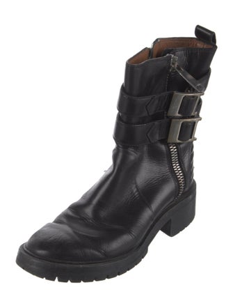 Givenchy Leather Whipstitch Trim Moto Boots