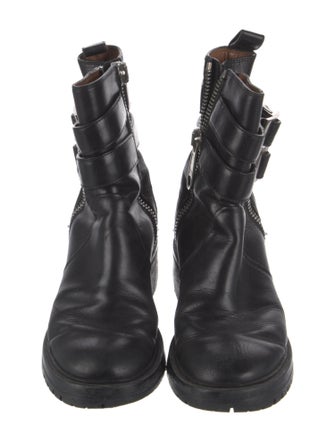 Givenchy Leather Whipstitch Trim Moto Boots
