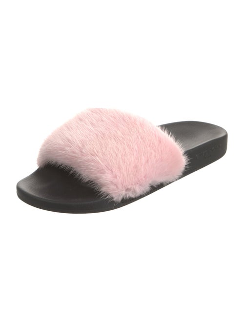 Givenchy Fur Colorblock Pattern Slides