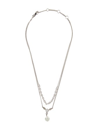 Givenchy Faux Pearl & Crystal Double Strand Collar Necklace