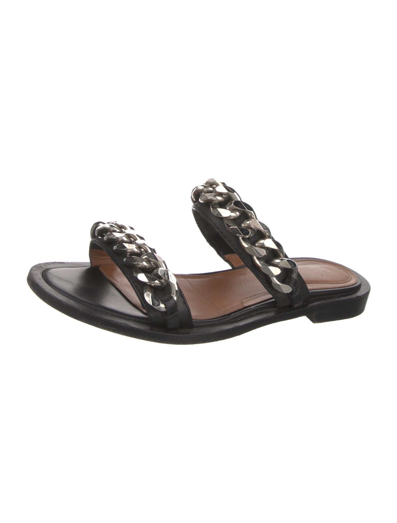 Givenchy Leather Chain-Link Accents Slides