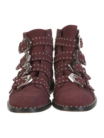 Givenchy Suede Colorblock Pattern Combat Boots