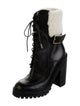 Givenchy Leather Fur Trim Combat Boots