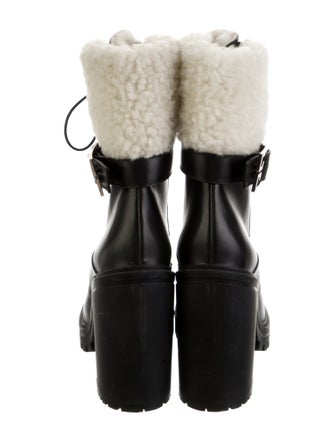Givenchy Leather Fur Trim Combat Boots