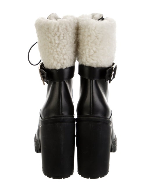 Givenchy Leather Fur Trim Combat Boots