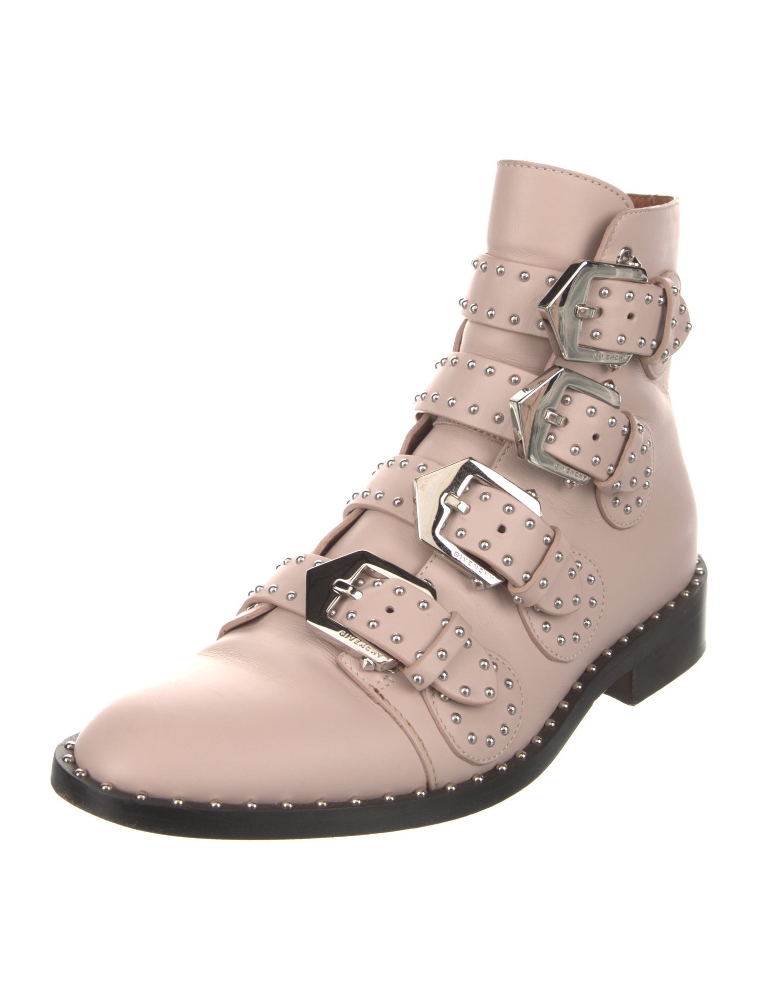 Givenchy Leather Colorblock Pattern Combat Boots