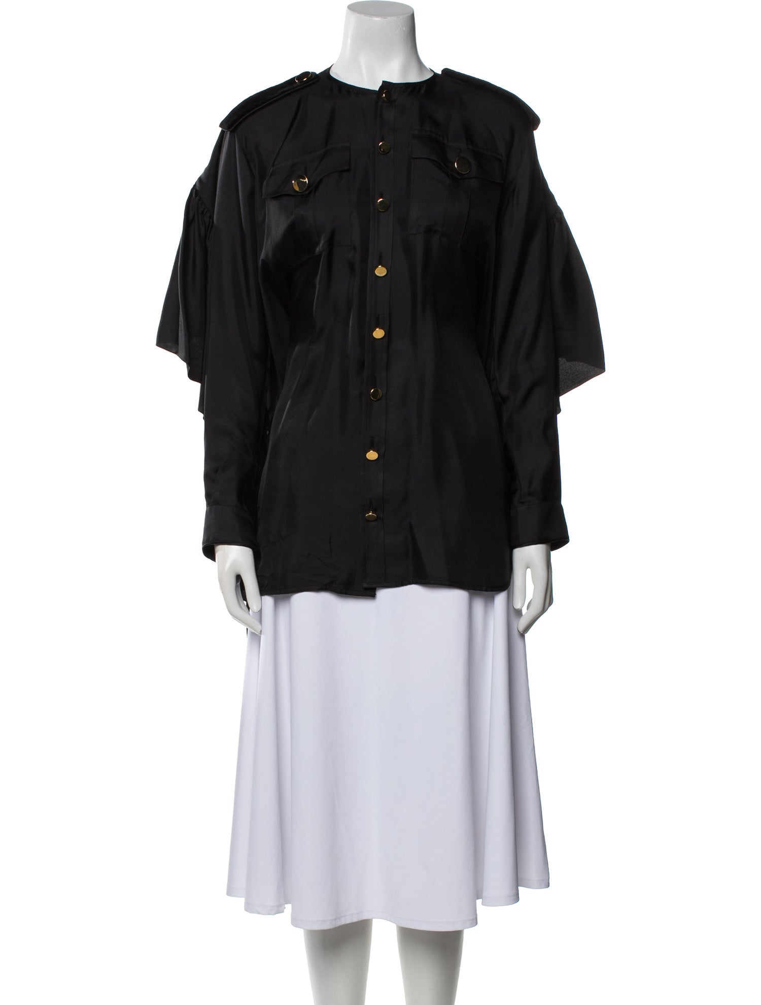 Givenchy Silk Mock Neck Button-Up Top