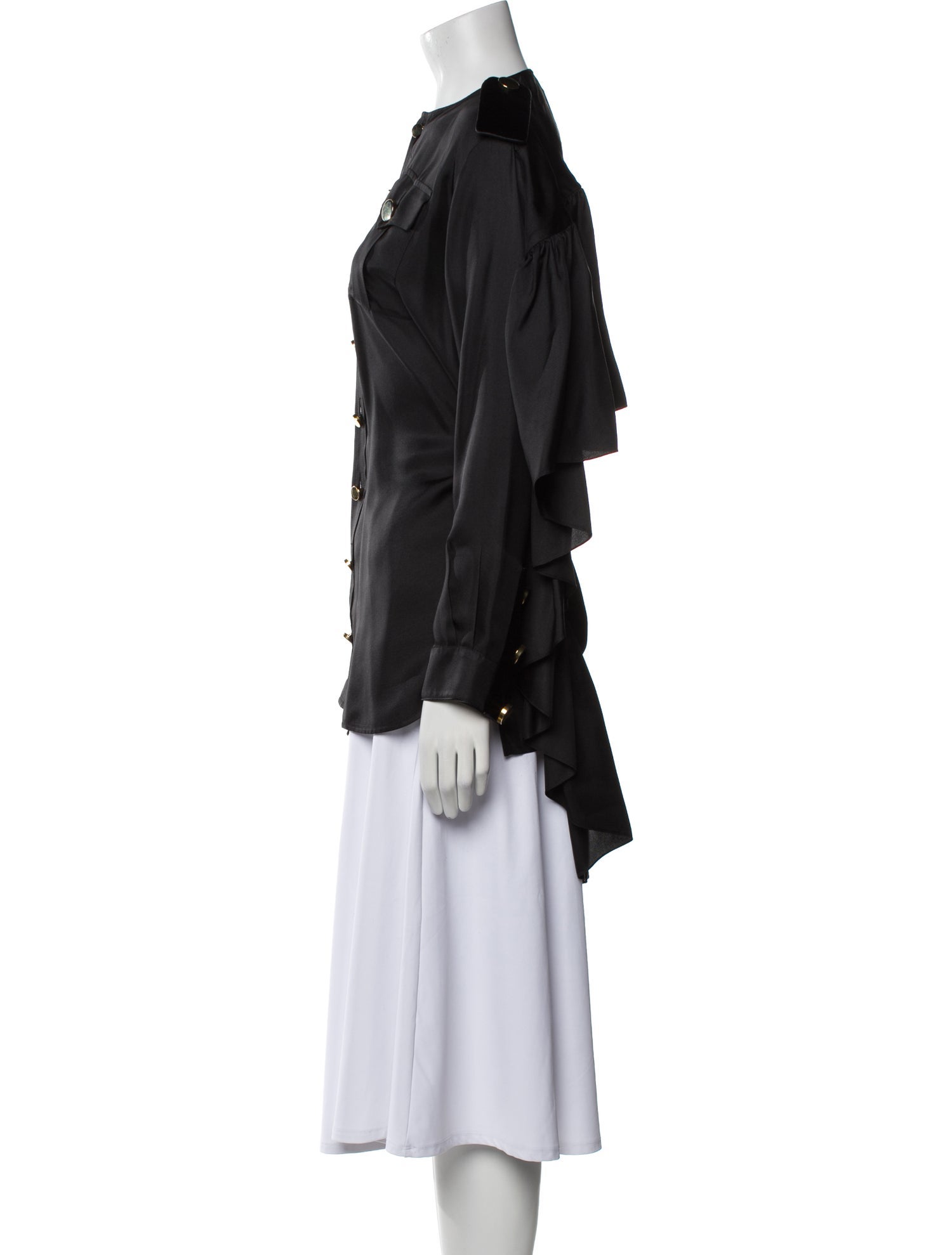 Givenchy Silk Mock Neck Button-Up Top