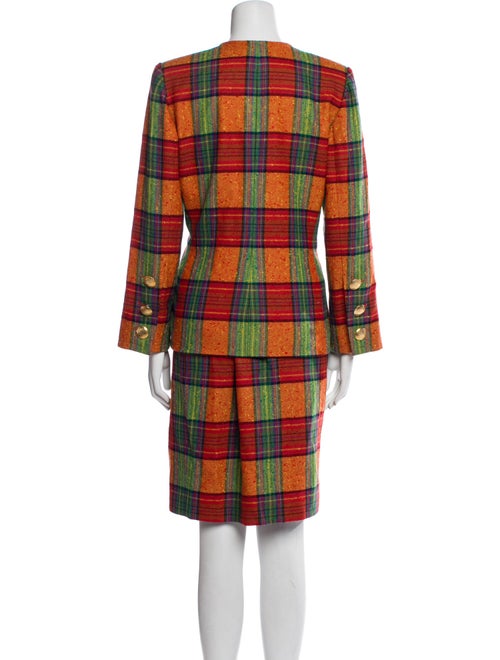 Givenchy Wool Plaid Print Skirt Suit