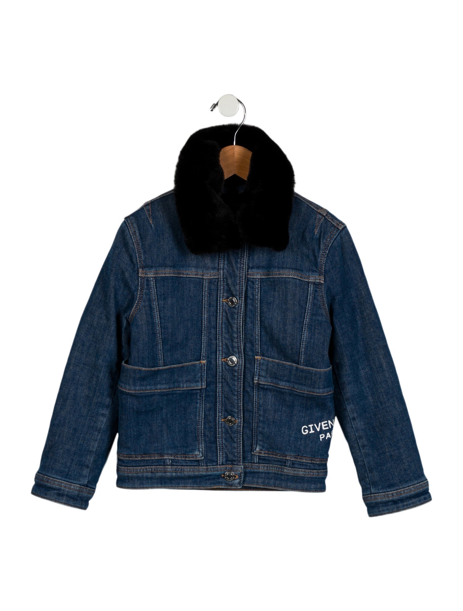 Givenchy Girls' Faux Fur Trim Denim Jacket