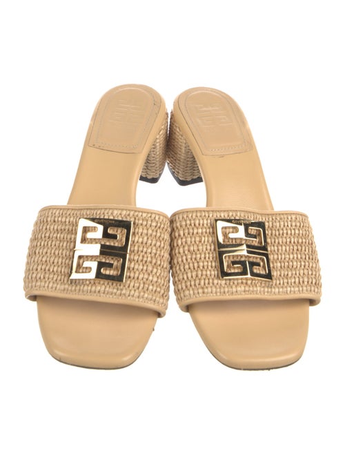 Givenchy Straw Leather Trim Embellishment Slides
