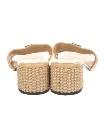 Givenchy Straw Leather Trim Embellishment Slides