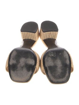 Givenchy Straw Leather Trim Embellishment Slides