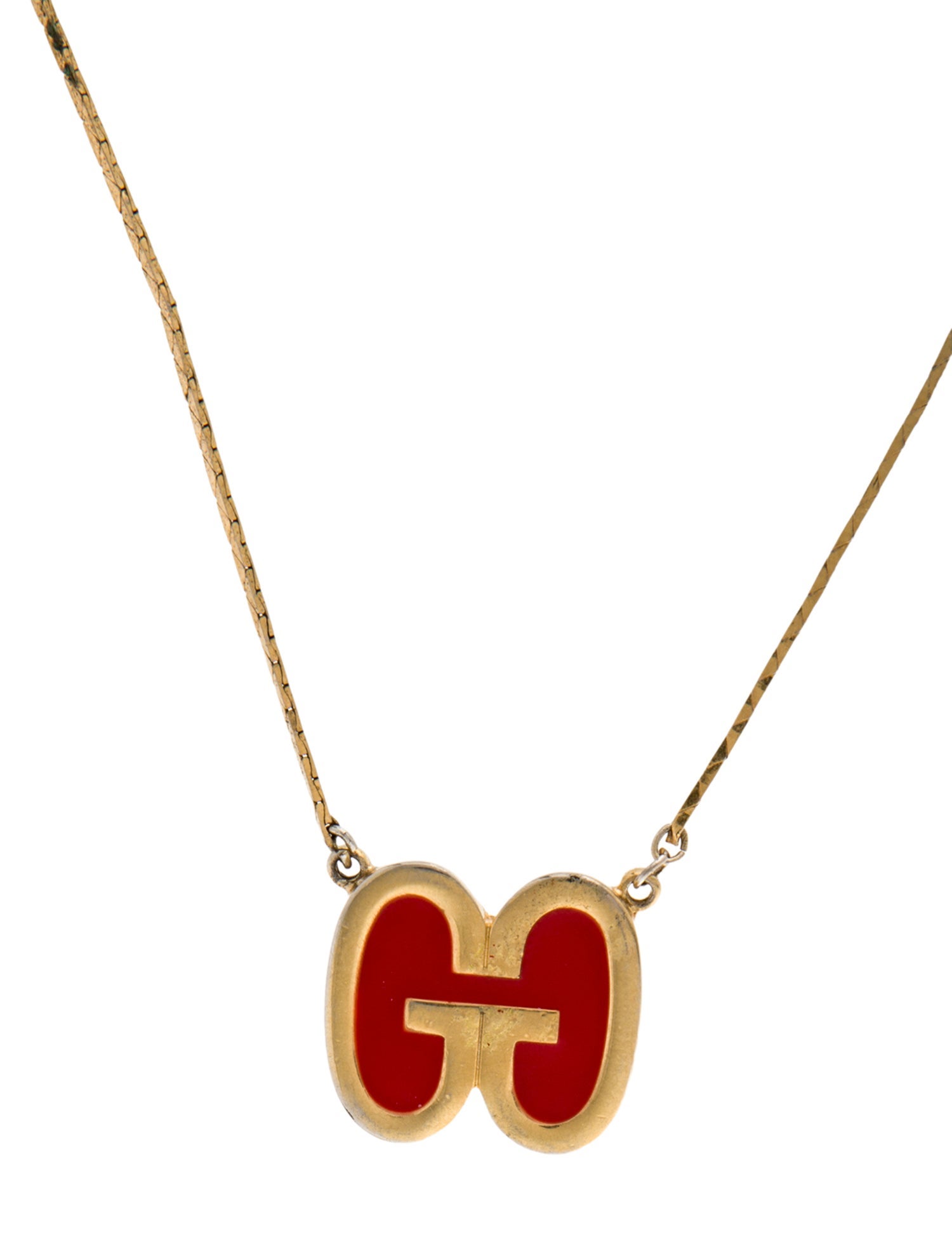 Givenchy Vintage Enamel Double G Pendant Necklace