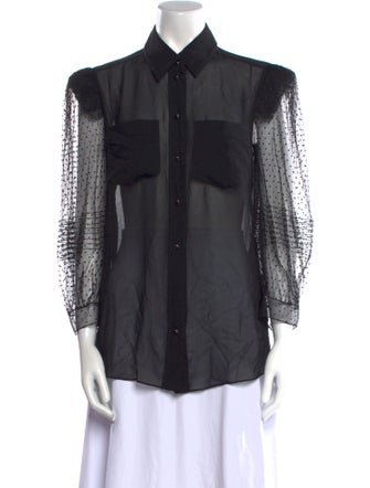 Givenchy Silk Long Sleeve Button-Up Top