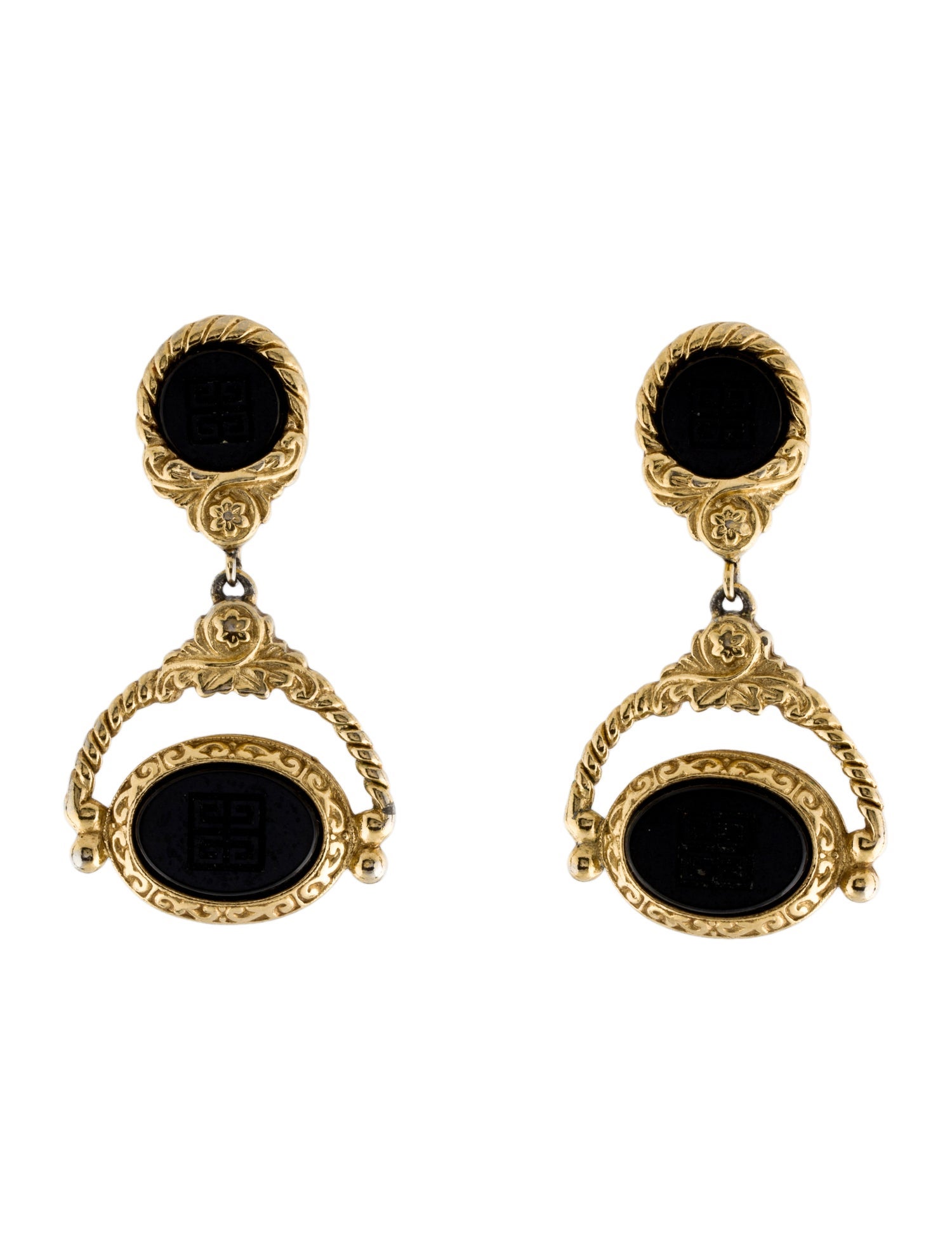 Givenchy Vintage Resin Clip-On Drop Earrings