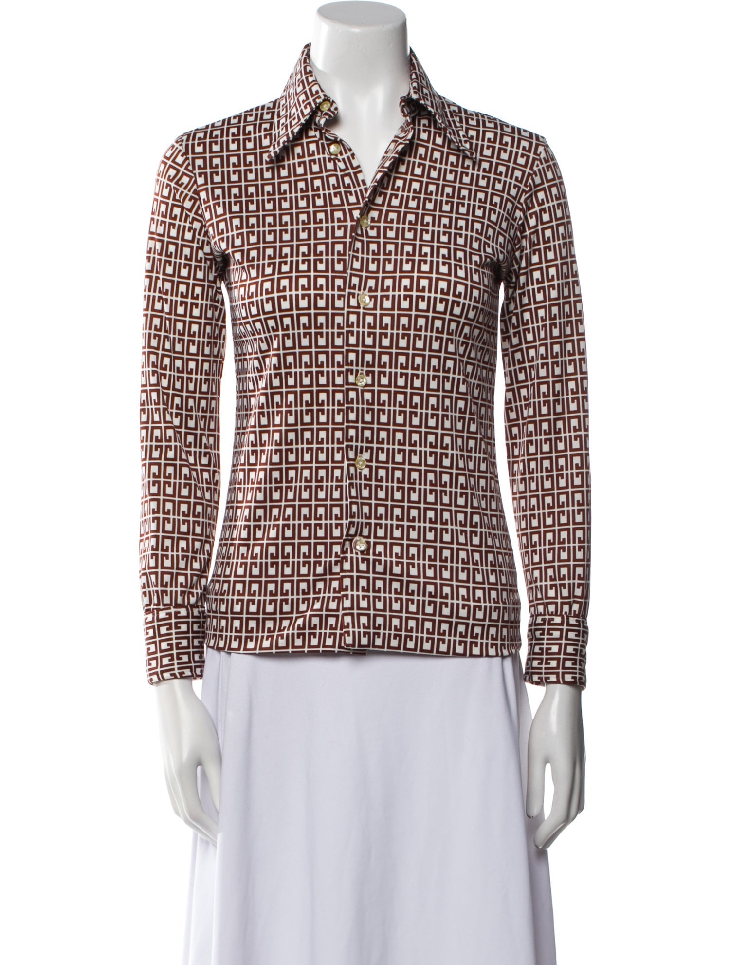 Givenchy Printed Long Sleeve Button-Up Top