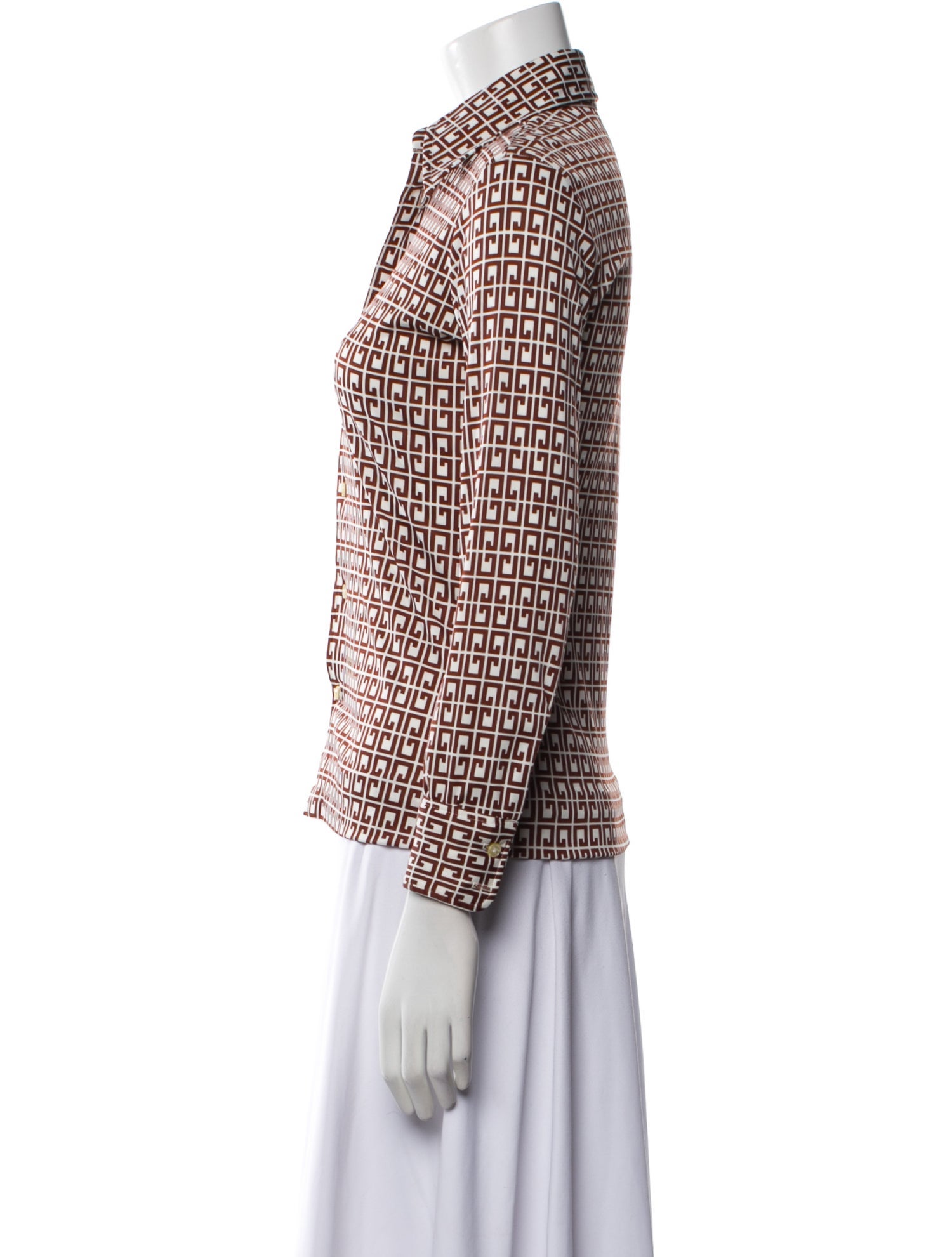 Givenchy Printed Long Sleeve Button-Up Top