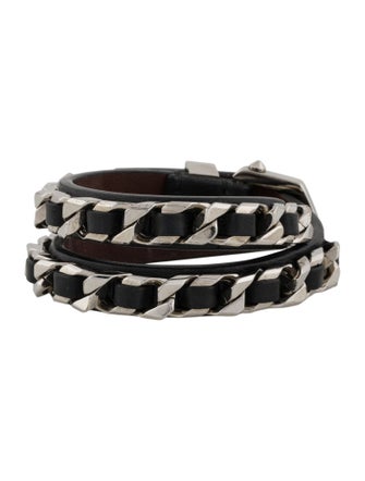Givenchy Leather & Chain Double Wrap Bracelet