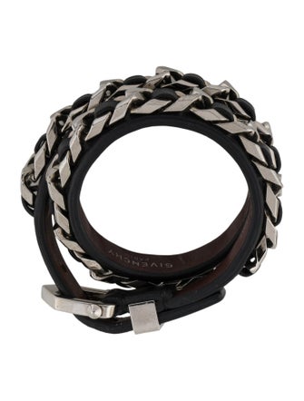 Givenchy Leather & Chain Double Wrap Bracelet