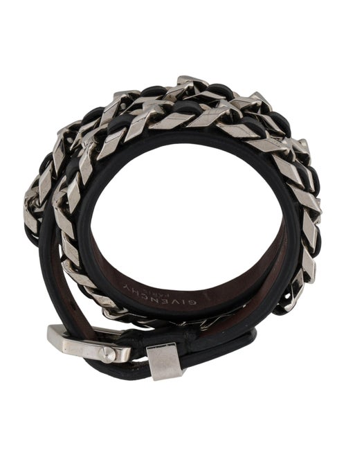 Givenchy Leather & Chain Double Wrap Bracelet