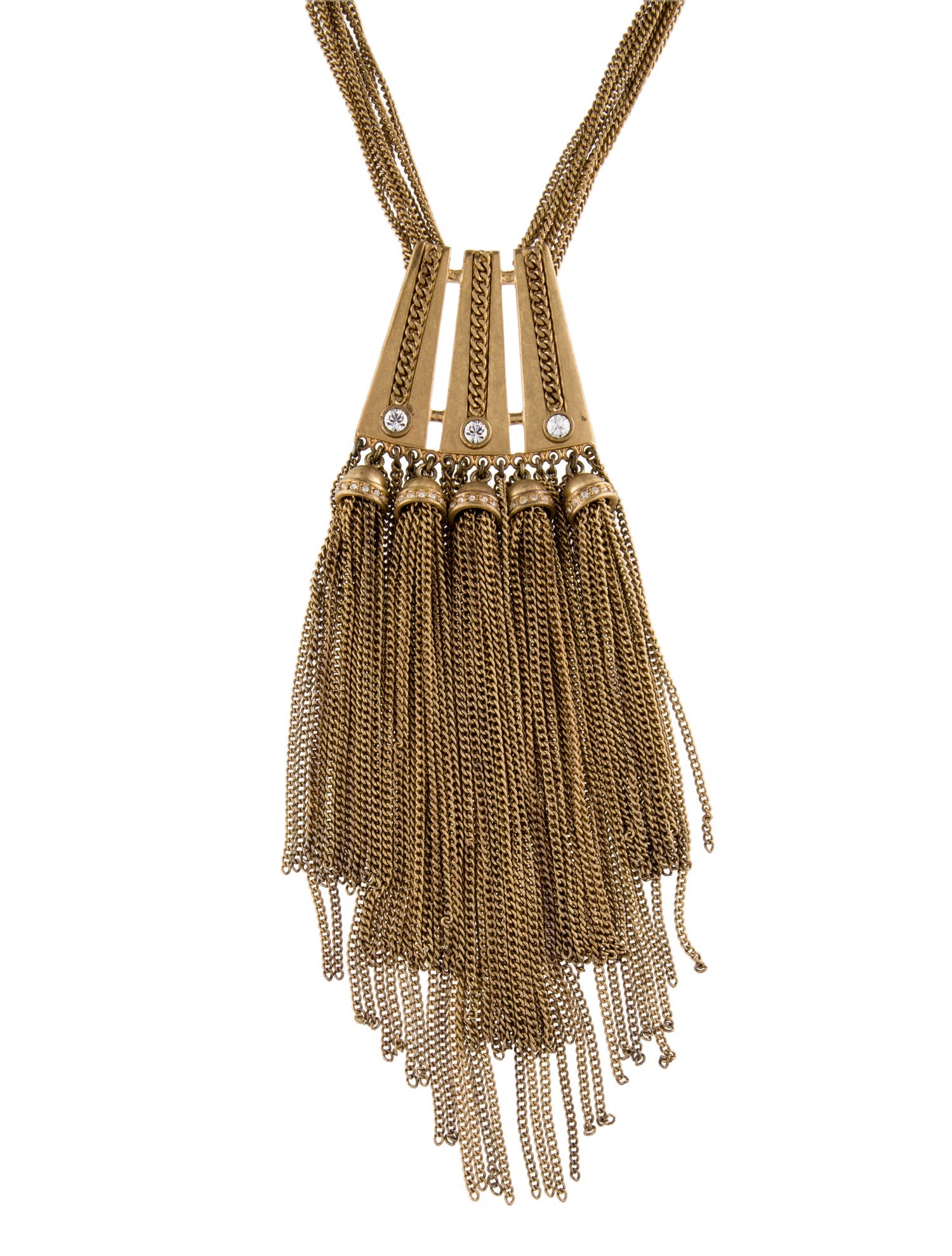 Givenchy Vintage Crystal, Fringed Tassel Pendant Necklace