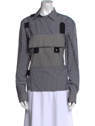 Givenchy Plaid Print Long Sleeve Button-Up Top
