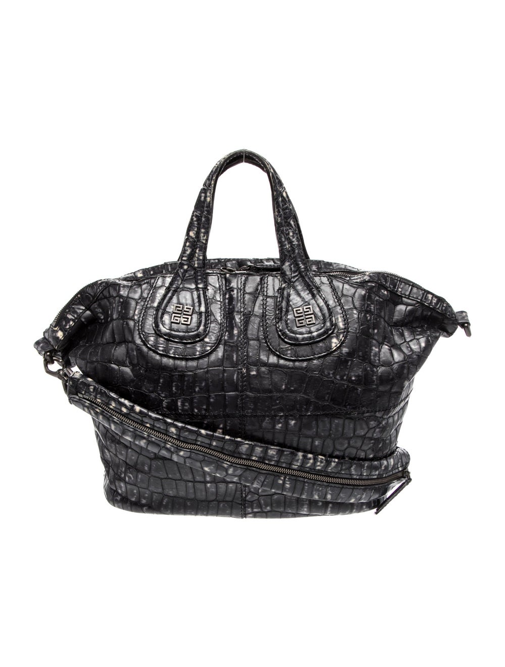 Black patterned embossed leather Givenchy top han… - image 1