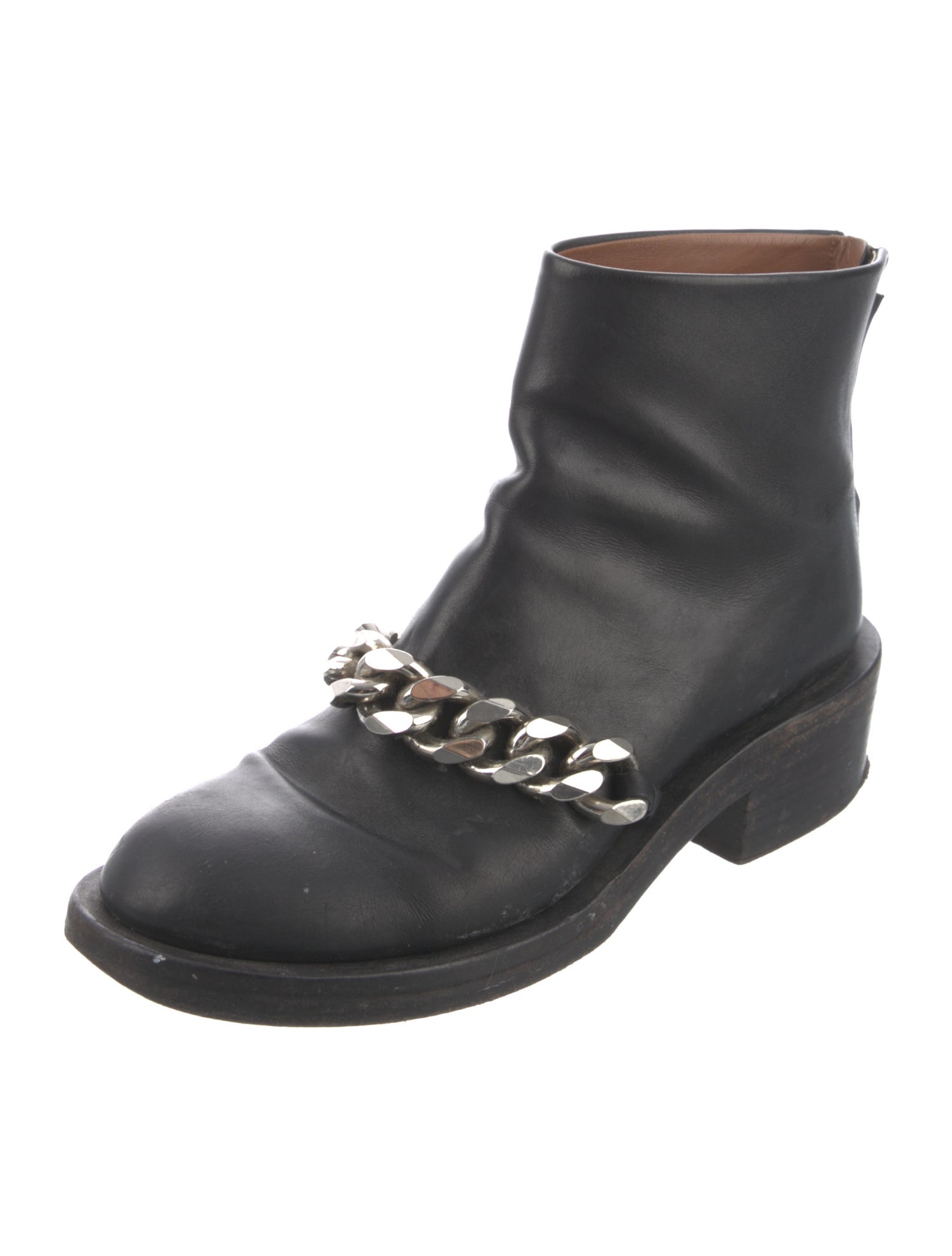 Givenchy Leather Chain-Link Accents Moto Boots