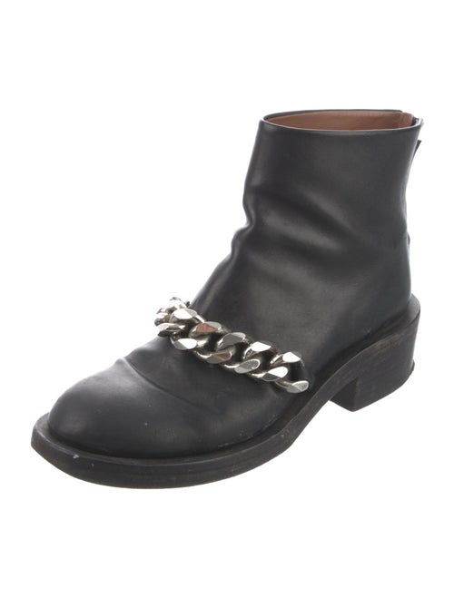 Givenchy Leather Chain-Link Accents Moto Boots