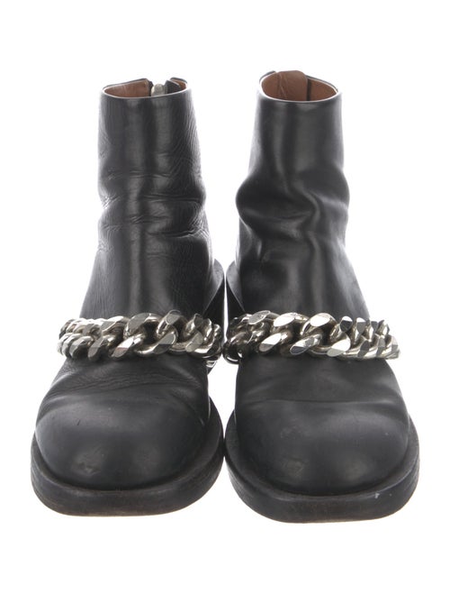 Givenchy Leather Chain-Link Accents Moto Boots