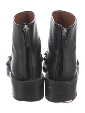 Givenchy Leather Chain-Link Accents Moto Boots