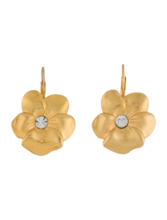 Givenchy Crystal Flower Clip On Earrings