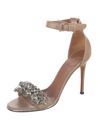 Givenchy Leather Crystal Embellishments Sandals