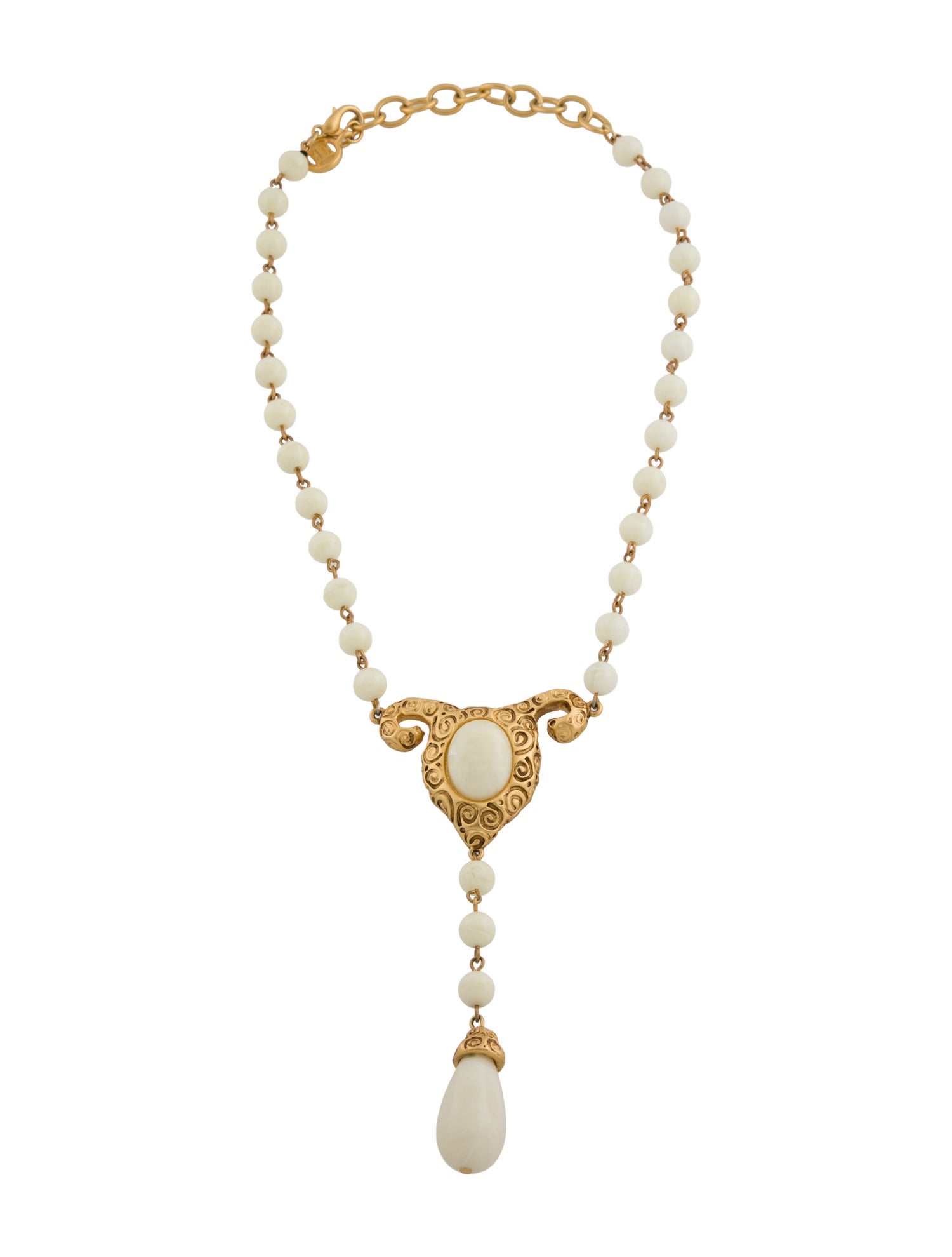 Givenchy Vintage Resin Bead Lavalier Necklace