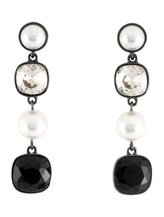 Givenchy Crystal & Faux Pearl Drop Earrings
