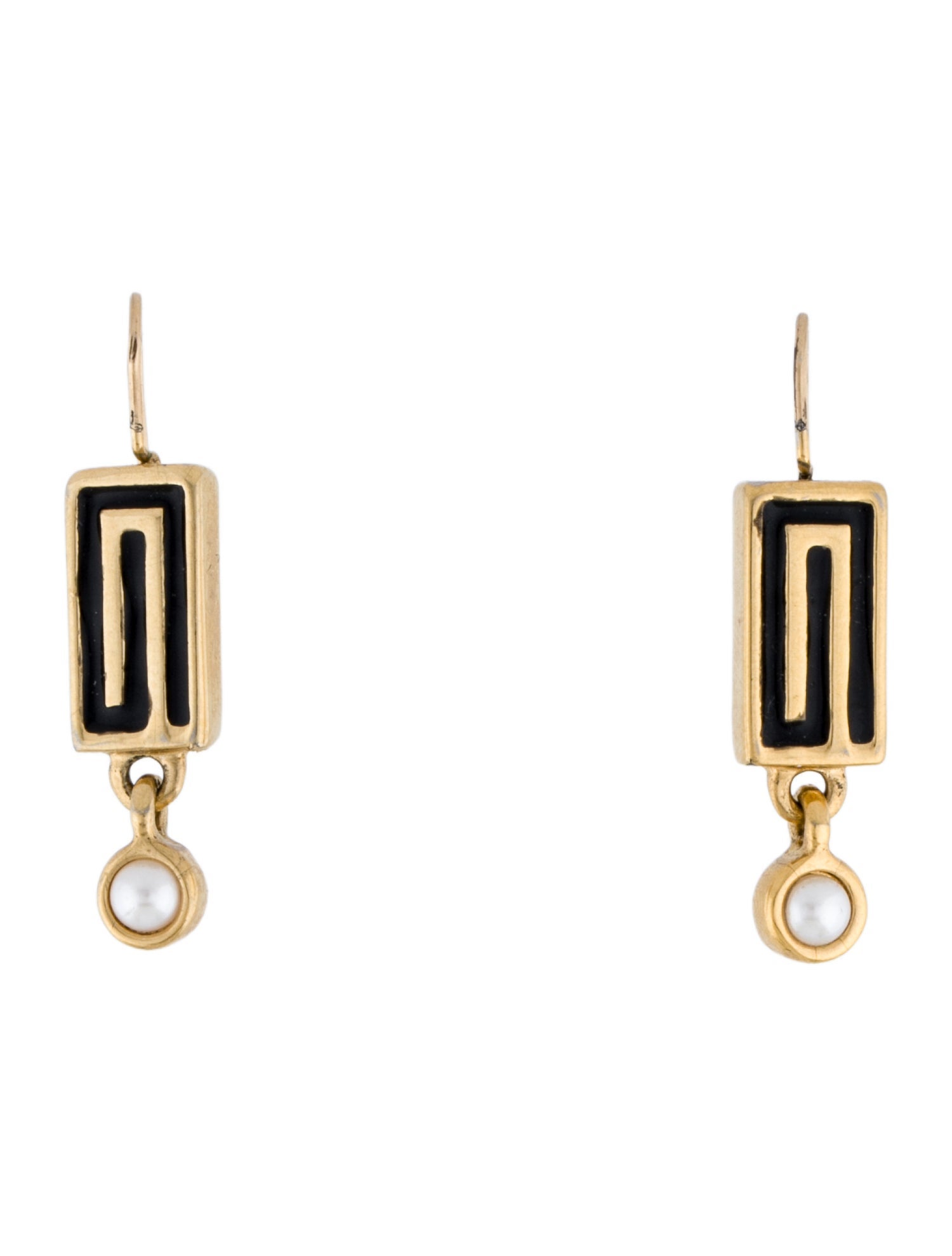 Givenchy Vintage Faux Pearl & Enamel Drop Earrings