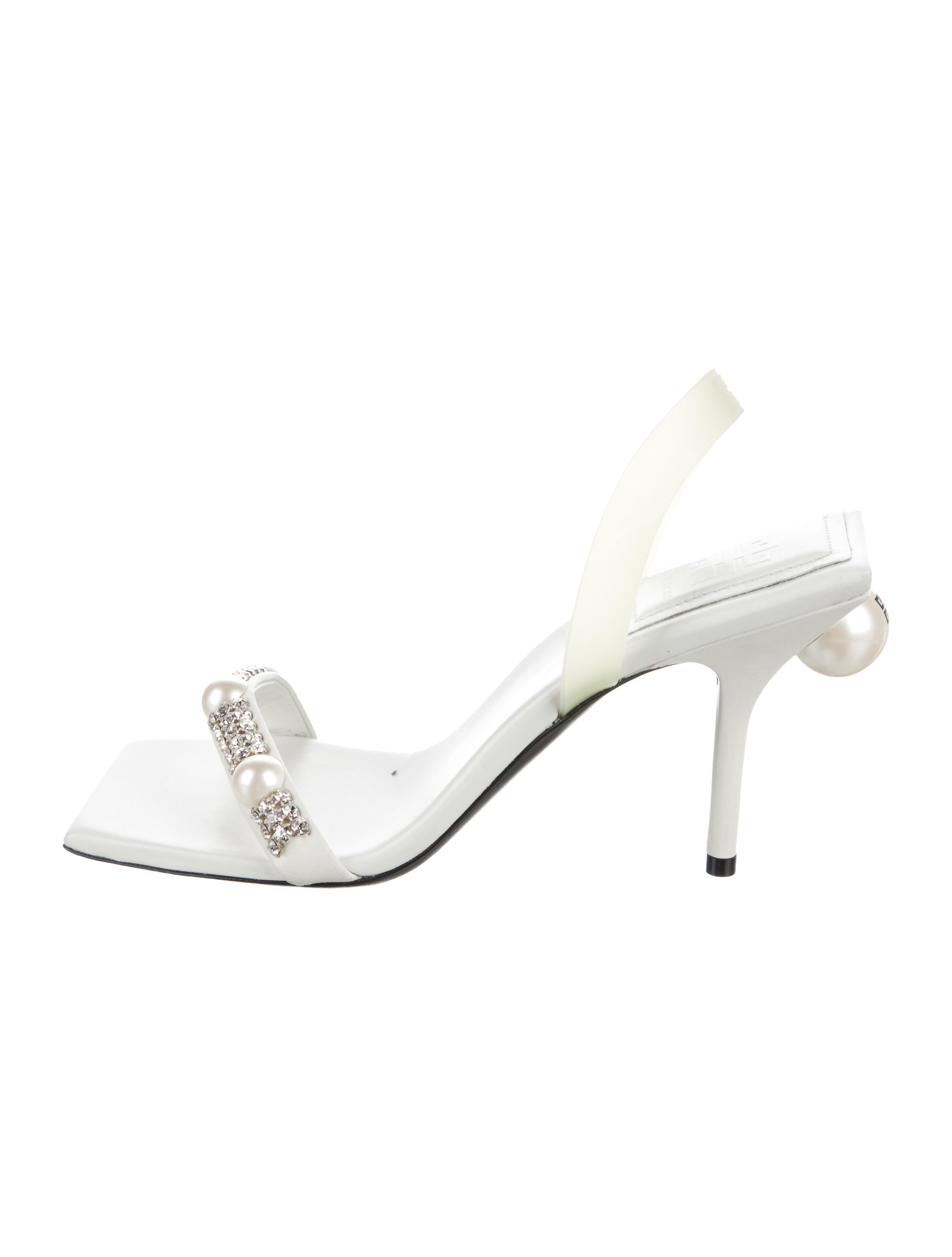 Givenchy Leather Crystal Embellishments Slingback Sandals