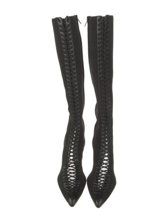 Givenchy Nylon Leather Trim Embellishment Lace-Up Boots