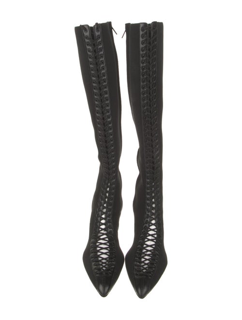 Givenchy Nylon Leather Trim Embellishment Lace-Up Boots