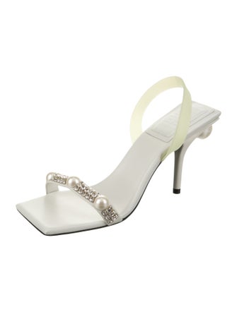 Givenchy Leather Crystal Embellishments Slingback Sandals