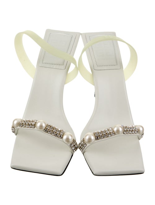Givenchy Leather Crystal Embellishments Slingback Sandals