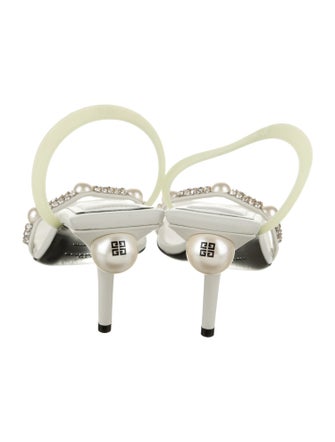 Givenchy Leather Crystal Embellishments Slingback Sandals