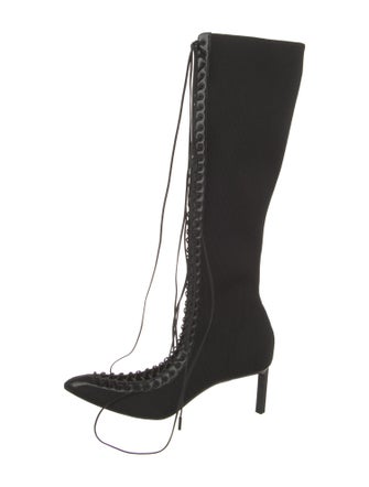 Givenchy Nylon Leather Trim Embellishment Lace-Up Boots