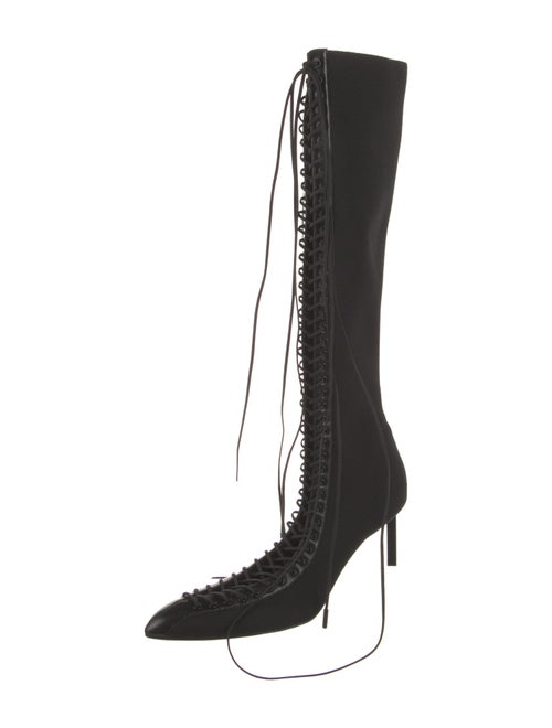 Givenchy Nylon Leather Trim Embellishment Lace-Up Boots